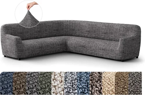 Vista 11 de PAULATO BY GA.I.CO. Funda para sofá modular de esquina, funda de sofá extragrande en forma de L, fundas de sofá impresas lavables, protector de Gris