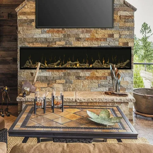 Vista 4 de Dimplex IgniteXL® Chimenea eléctrica lineal incorporada de 100" con madera flotante y accesorios River Rock (Modelos: XLF100 y LF100DWS-KIT)