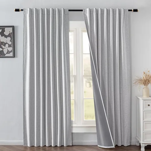 Vista 10 de IGEMAEVE - Juego de 2 paneles de cortinas opacas negras de 72 pulgadas, cortinas oscuras para dormitorio de 72 pulgadas de largo, cortinas oscuras