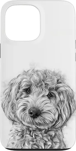 Vista 24 de iPhone 12/12 Pro Golden Doodle Retrato lindo perro ilustración caso de regalo