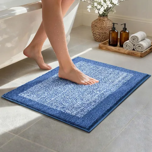 Vista 55 de Alfombras de baño de 17 x 24 pulgadas, antideslizantes, lavables, color gris, para bañera, tapete de baño para baño, tapete suave y absorbente