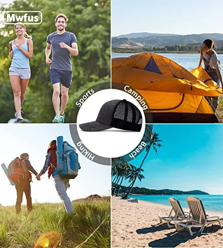 Vista 7 de Mwfus Gorra de camionero en blanco, gorras de béisbol a presión, gorras de malla ajustables para hombres y mujeres