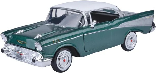 Vista 2 de 1957 Chevy Bel Air Green Escala 1/24 Diecast Model Toy Car Motormax 73228