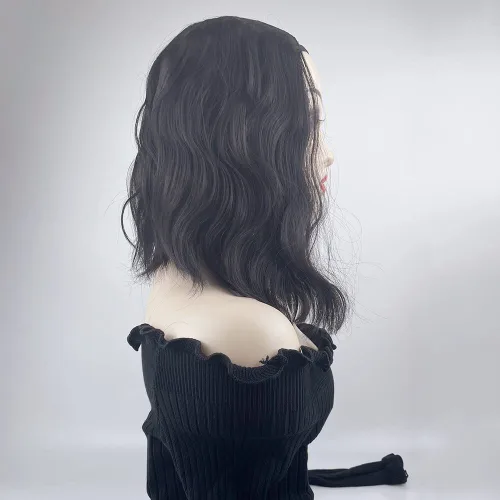 Vista 2 de Pelucas de cabello sintético ondulado y rizado en forma de U para mujer, con clip, media peluca de 3/4, cobertura de cabeza completa, cabello