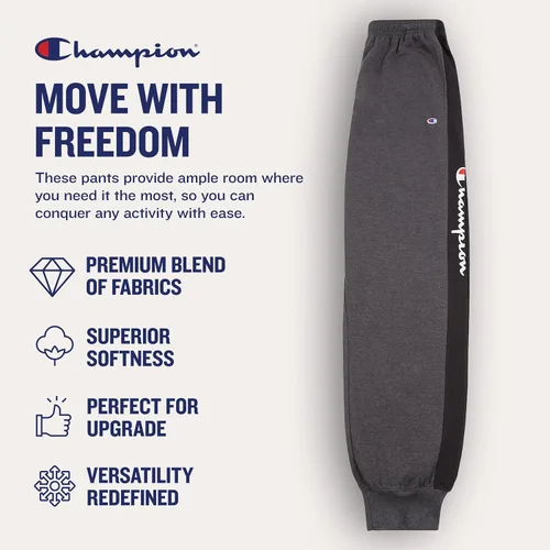 Vista 5 de Champion Pantalones deportivos para hombres grandes y altos - Joggers bordados de forro polar para hombre