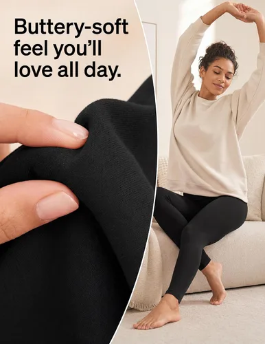Vista 7 de no nonsense Leggings para mujer: cintura elástica suave al tacto de algodón Negro