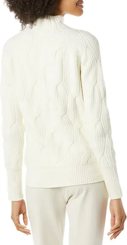 Vista 3 de Tienda Essentials Suéter de manga larga de invierno para mujer, cuello embudo de punto trenzado suave al tacto