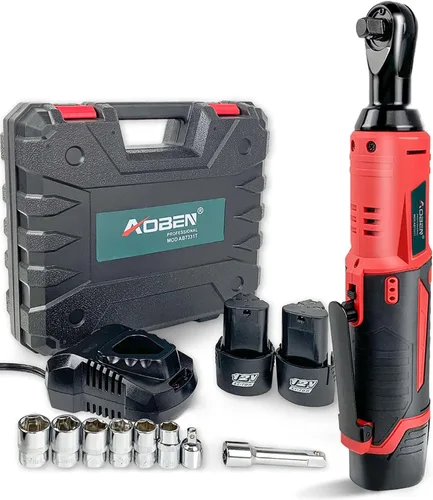 Vista 8 de AOBEN Kit de llave de trinquete inalámbrica de 21 V de 1/2 pulgadas - 74 pies-libras, trinquete de potencia eléctrica sin escobillas con velocidad