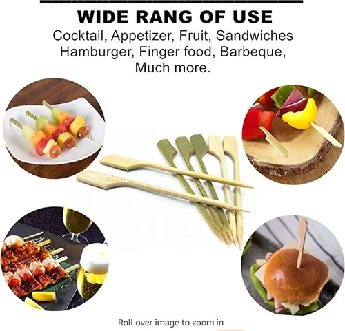 Vista 2 de Pinchos de madera de bambú de 3.5 pulgadas (paquete de 260) para cócteles, aperitivos, brochetas de frutas, sándwiches, aperitivos de barbacoa..