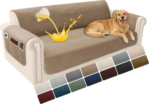 Vista 37 de Fundas de terciopelo 100% impermeables para sofá biplaza, fundas lavables para sofá de 2 plazas, fundas de sofá aptas para mascotas, protector