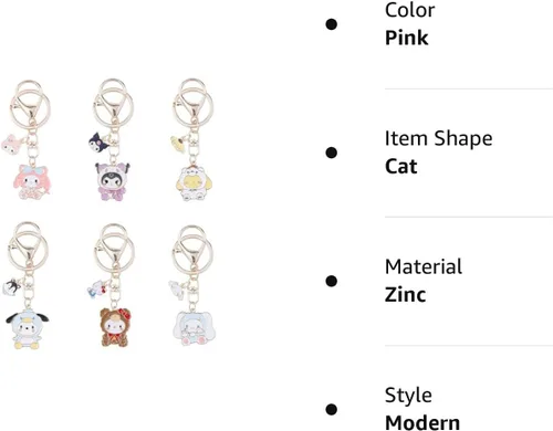 Vista 7 de G-Ahora 6 llaveros kawaii de gatito y gato, accesorios de gatito, joyería de gatito, llavero de regalo para niñas y mujeres (KR kitty), Rosado