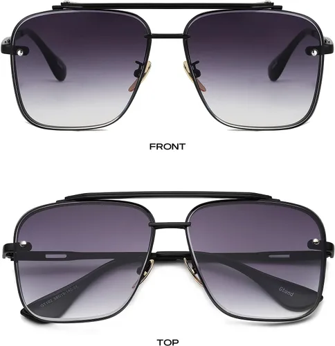 Vista 4 de Gtand Gafas de sol cuadradas de moda de moda para mujeres y hombres, gafas de sol de metal vintage
