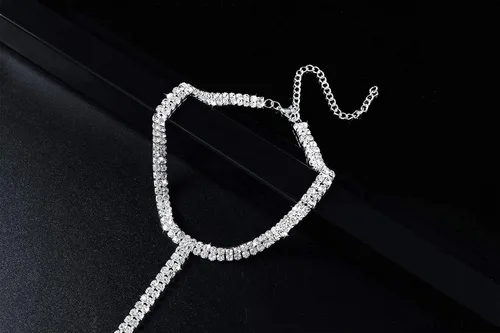 Vista 6 de Gargantilla de diamantes de imitación de plata brillante gargantilla de cristal para mujer
