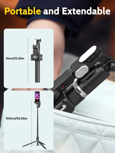 Vista 8 de AOCHUAN Trípode de seguimiento facial automático con rotación de 360 grados con luz RGB, cardán de teléfono de un solo eje para iPhone Android