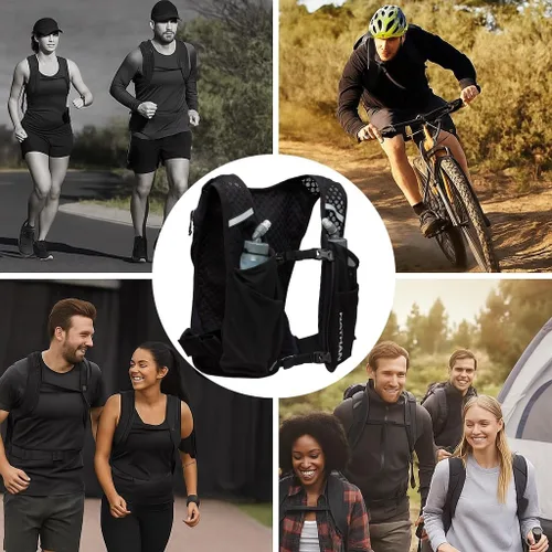 Vista 6 de Nathan QuickStart - Chaleco de hidratación con vejiga o frascos, bolsillos de almacenamiento, tela transpirable que absorbe la humedad, correas