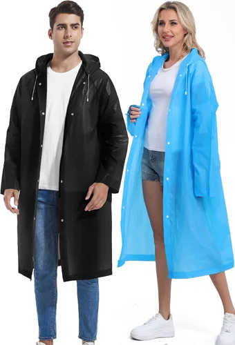 Vista 42 de 2 abrigos de lluvia de Borogo para adultos, chaquetas de lluvia reutilizables para hombres y mujeres