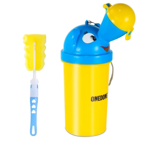 Vista 12 de ONEDONE Orinario portátil para niños, botella de orina de 17 onzas con cepillo limpio, orinal de viaje para niños, taza de orina para niños, inodoro