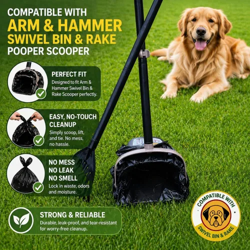 Vista 5 de Bolsa de plástico biodegradable negra para camisetas (600 unidades) Bolsas multiusos compatibles con Arm & Hammer, bolsas multiusos para latas