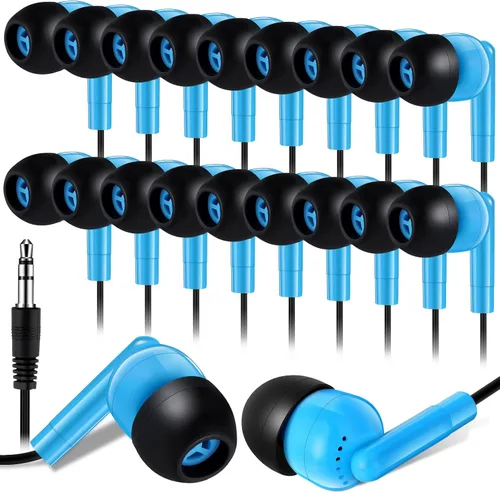 Vista 17 de Kanayu Paquete de 50 auriculares con cable a granel para aulas, auriculares básicos para estudiantes, sin micrófono, con conector de 0.138 in
