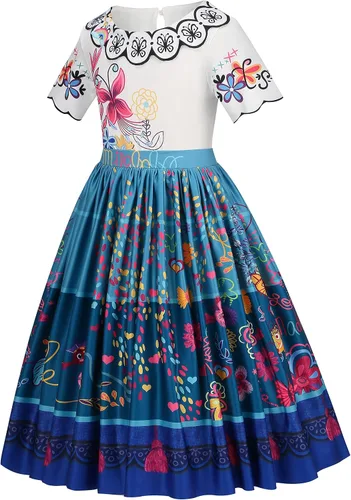 Vista 3 de WIOLETA Princess Costume Dress for Girls Mirabel Clothes Dress Kids with Accessories Birthday Halloween Cosplay