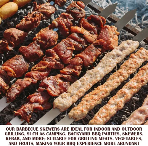 Vista 5 de Zhehao 16 brochetas resistentes de 1 pulgada de ancho, 0.079 in de ancho, pinchos finos de metal de acero inoxidable para asar a la parrilla