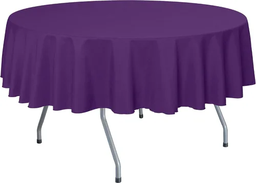 Vista 67 de Ultimate Textile Mantel redondo de lino de poliéster de 84 pulgadas, color azul marino