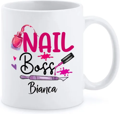 Vista 11 de Taza de cerámica Best Nail Tech Ever – Taza de cerámica personalizada con nombre de manicurista para compañero de trabajo – Nuevos regalos
