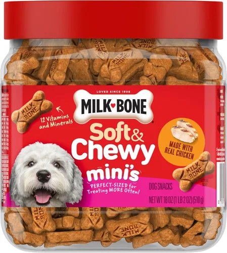 Vista 8 de Milk-Bone Golosinas suaves y masticables Mini para perros, pollo, 18 onzas Hechas con pechuga de pollo real