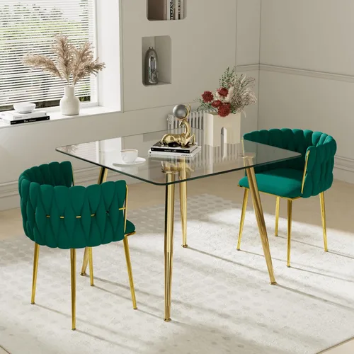 Vista 36 de Juego de mesa de comedor de cristal plateado para 2, juego de mesa cuadrada de lujo moderno de 36 pulgadas, juego de mesa de cocina minimalista de 3