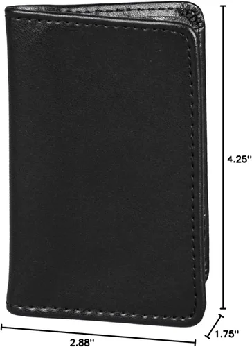 Vista 8 de Samsill tarjetero de piel auténtica, estuche para 25 tarjetas comerciales, negro