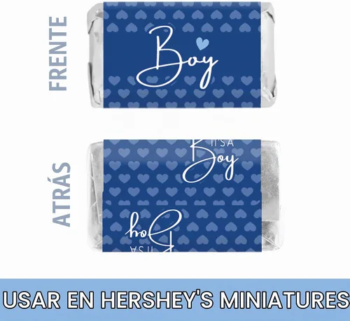 Vista 5 de Blue It's a Boy Baby Shower Mini envoltorios de barra de caramelo, 42