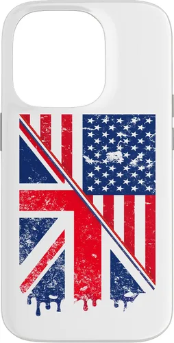 Vista 16 de Funda para iPhone 15 Union Jack y bandera estadounidense para expatriados británicos y estadounidenses