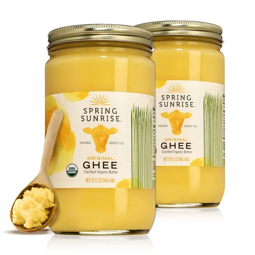 Vista 7 de Spring Sunrise Ghee marrón orgánico alimentado con pasto de 8 onzas Keto