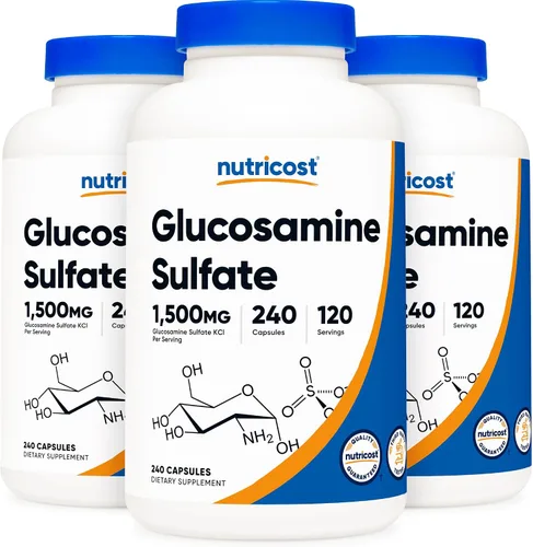 Vista 9 de Nutricost Sulfato de glucosamina 750 mg, 240 cápsulas (1500 mg por porción) 750mg por cápsula