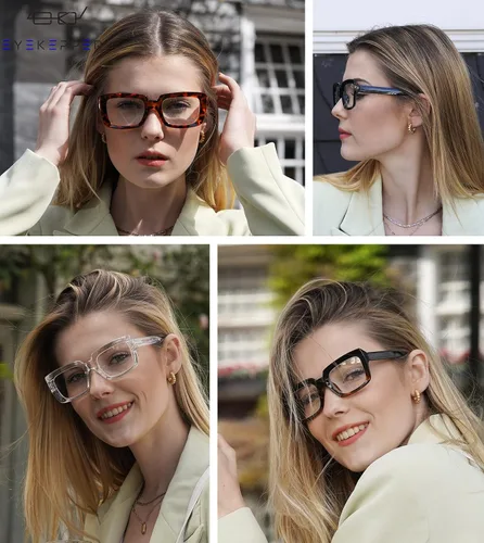 Vista 2 de Eyekepper - Juego de 4 gafas elegantes para mujer, anteojos cuadrados de gran tamaño para mujer