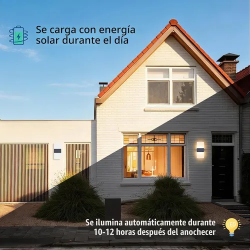 Vista 2 de Luces Solares de Pared para Exteriores, Paquete de 2 IP65 Impermeable Modernas Linternas Solares LED de Acrílico para Exteriores, Accesorios