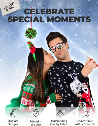 Vista 5 de Tstars I Touch My Elf Elfie Ugly Christmas Sweater Sweatshirt Funny Matching Couple Set Set