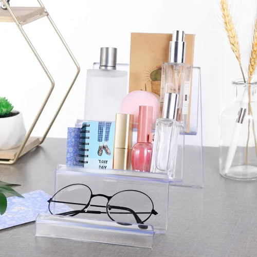Vista 5 de Topbathy - Cartera de acrílico transparente de 3 niveles, soporte para bolso, expositor de joyas, cosméticos