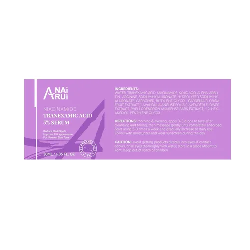 Vista 7 de ANAI RUI Suero de ácido tranexámico al 5% con niacinamida, ácido kójico, arbutina, cuidado de manchas oscuras, PIH, para un tono de piel desigual