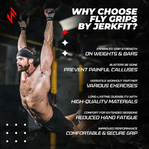 Vista 6 de JerkFit Puños de gimnasia veganos de 2 dedos para protección de manos de entrenamiento cruzado, agarres de mano para barras de gimnasia, protectores