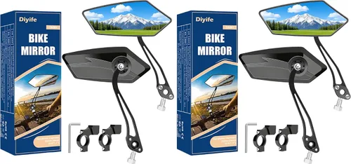Vista 9 de Diyife Espejo de Bicicleta, Espejo Retrovisor de Manillar de Gran Ángulo HD, Accesorios de Espejo Retrovisor Ajustable de 360° Resistente a