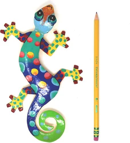 Vista 2 de Placa, modelo Gecko, de metal reciclado para la pared, Metal, 8 pulgadas Florida