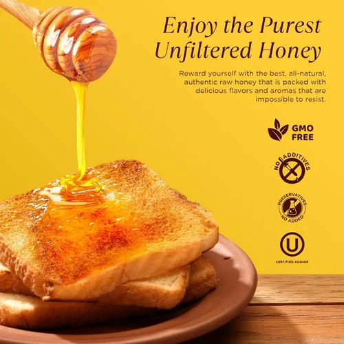 Vista 3 de Miel de flores silvestres 100% cruda y sin filtrar, fabricada en Estados Unidos por Pure Southern Honey (48 onzas)
