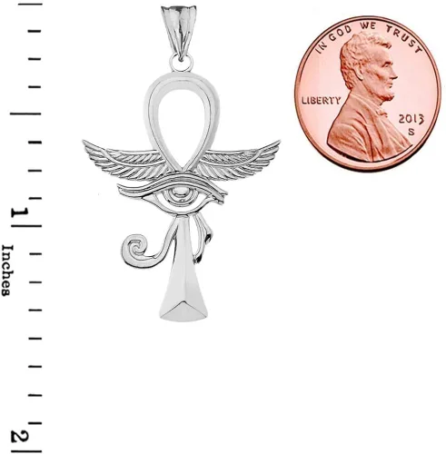 Vista 2 de Deslumbrante colgante de plata de ley con cruz Ankh con ojo de Horus, Plata esterlina