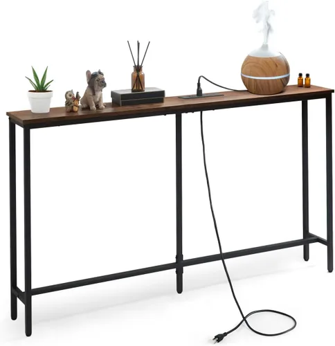 Vista 16 de CAPHAUS Mesa de consola estrecha y larga de 47 pulgadas para entrada, sofá de diseño clásico, mesa estrecha y larga para sala de estar, mesa