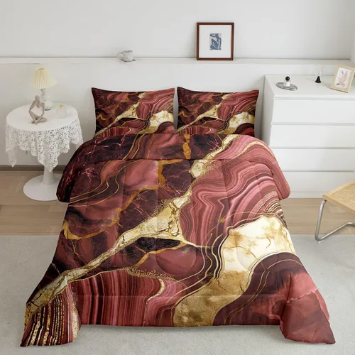 Vista 25 de Juego de edredón de mármol negro individual, ropa de cama dorada agrietada para adultos, hombres y mujeres, juegos de edredón de textura metálica