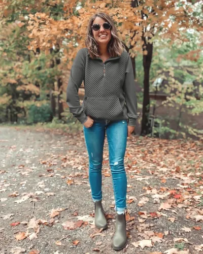 Vista 4 de BTFBM Sudadera moderna para mujer con patrón acolchado, ligera, con cremallera, de manga larga, sencilla e informal