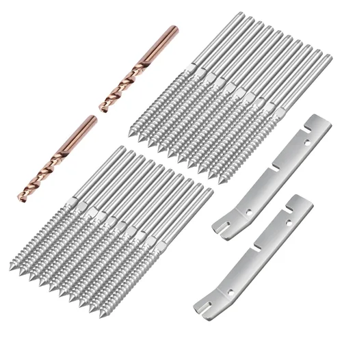 Vista 14 de BLIKA Paquete de 100 barandillas de cable negro de 1/8 de pulgada, tornillos de retraso para postes de madera, acero inoxidable T316, kit