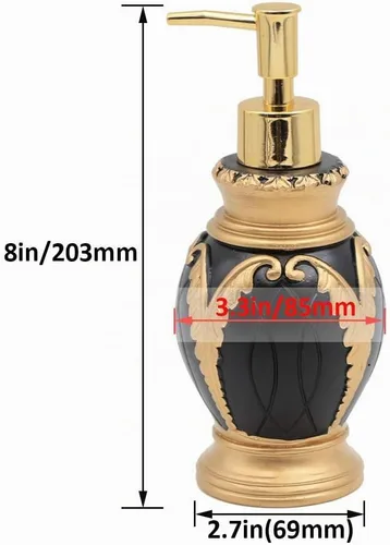 Vista 2 de LUANT Bomba dispensadora de jabón líquido de 12 onzas para encimeras de cocina o baño, color negro con oro