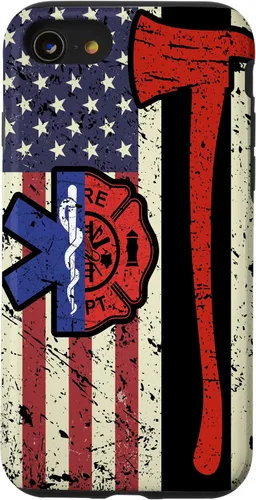 Vista 18 de Funda para iPhone 16 EMT Firefighter American Flag Patriot Paramedic Firefighter